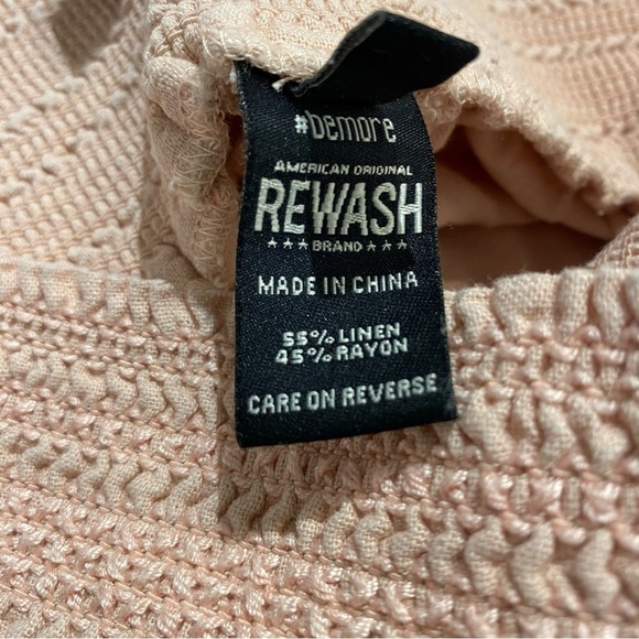 Rewash Luna boardwalk Linen wide leg pants hi rise smocked elastic waist large - Picture 10 of 16